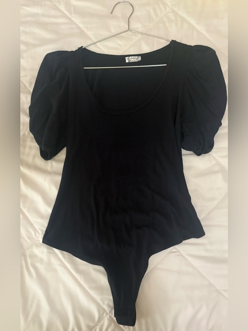 Black Puff-Sleeve Bodysuit